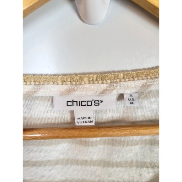 Chico's V-Neck Striped Linen T-Shirt Size XL (Chico's Size 3) - Picture 4 of 6